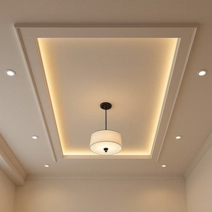 Modern ceiling interior with warm lighting
