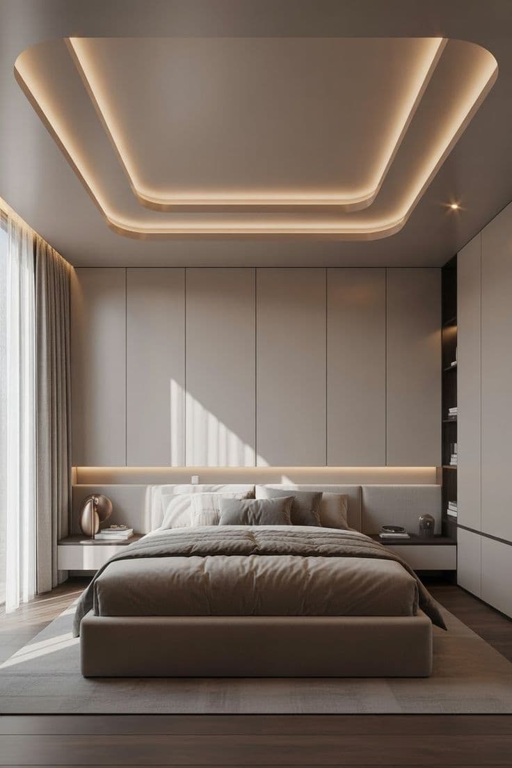 Ceiling design with layered architectural lighting