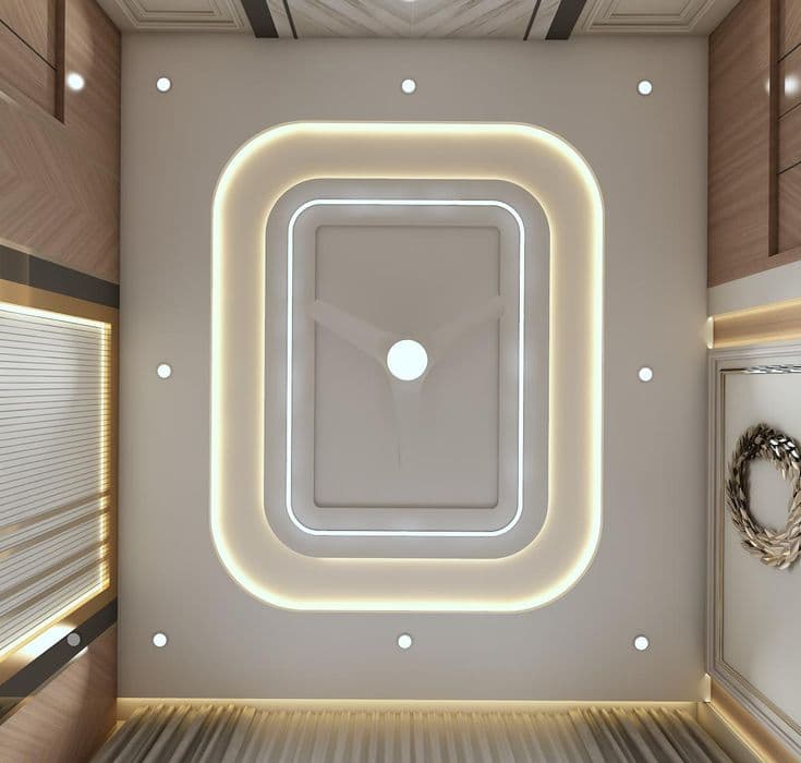 Ceiling detail with soft light and modern finish